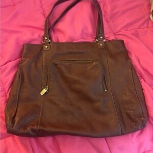 Liz Claiborne Brown Leather Tote Bag